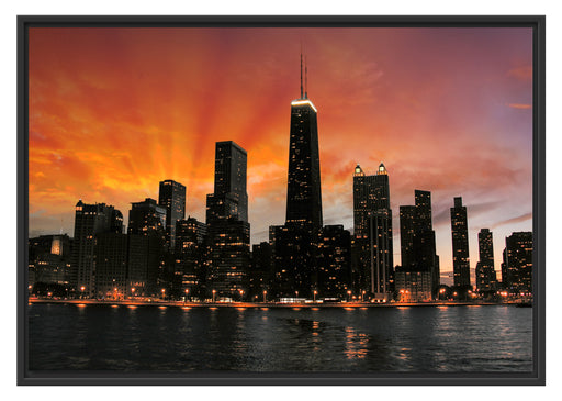 Chicago-Wolkenkratzer-Silhouette Schattenfugenrahmen 100x70