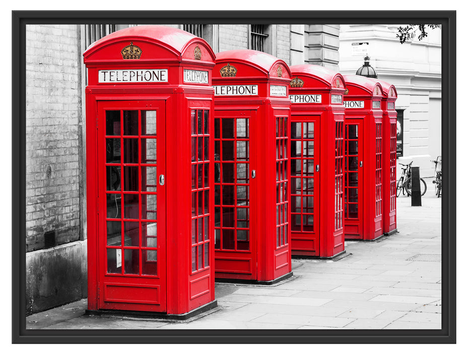 rote Londoner Telefonzellen Schattenfugenrahmen 80x60