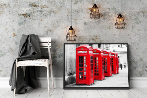 rote Londoner Telefonzellen Schattenfugenrahmen Wohnzimmer