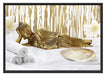 goldener Buddha auf Handtuch Schattenfugenrahmen 100x70