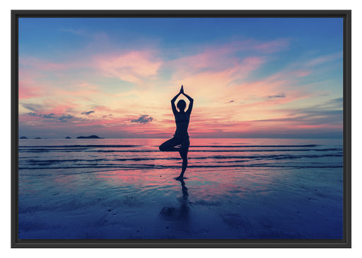 Yoga am Strand Schattenfugenrahmen 100x70