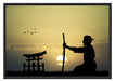 Samurai-Meister vor Horizont Schattenfugenrahmen 100x70