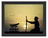 Samurai-Meister vor Horizont Schattenfugenrahmen 38x30