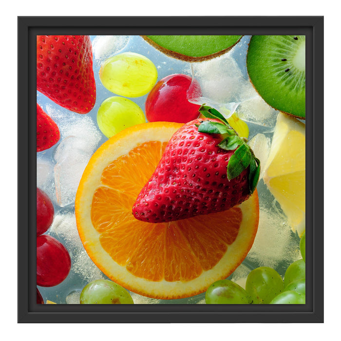 Leckeres buntes Obst Schattenfugenrahmen Quadratisch 40x40