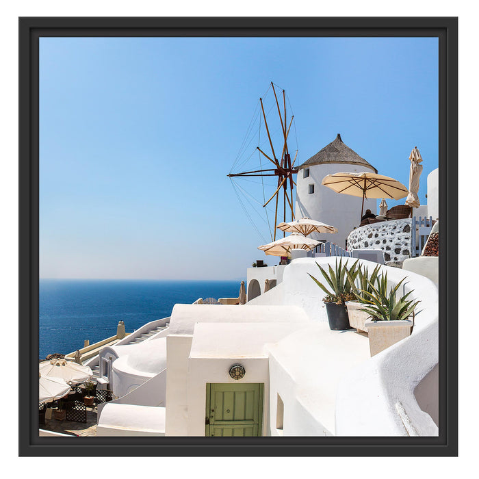 Stadt am Meer Schattenfugenrahmen Quadratisch 55x55