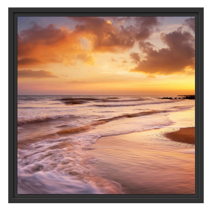 Meereshorizont Sonne hinter Wolken Schattenfugenrahmen Quadratisch 55x55