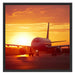 Flugzeug im Sonnenuntergang Schattenfugenrahmen Quadratisch 70x70