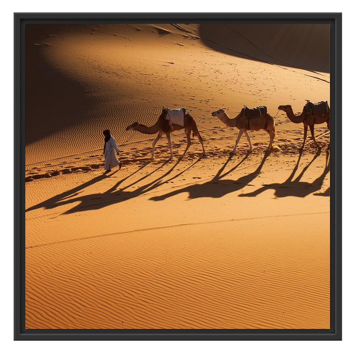 Kamelkarawane in der Wüste Schattenfugenrahmen Quadratisch 70x70