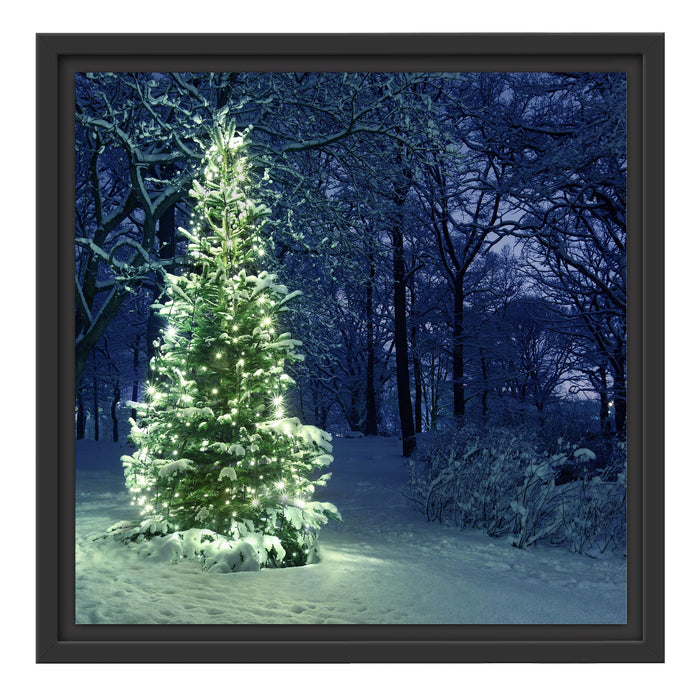 Leuchtender Weihnachtsbaum Schattenfugenrahmen Quadratisch 40x40