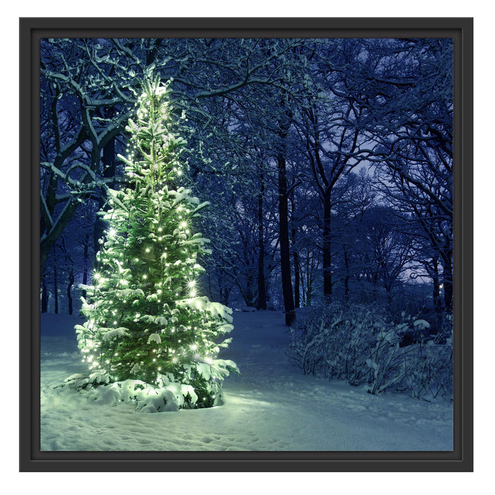 Leuchtender Weihnachtsbaum Schattenfugenrahmen Quadratisch 55x55