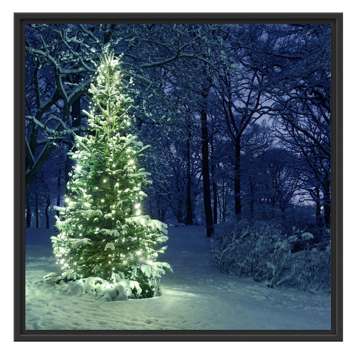 Leuchtender Weihnachtsbaum Schattenfugenrahmen Quadratisch 70x70