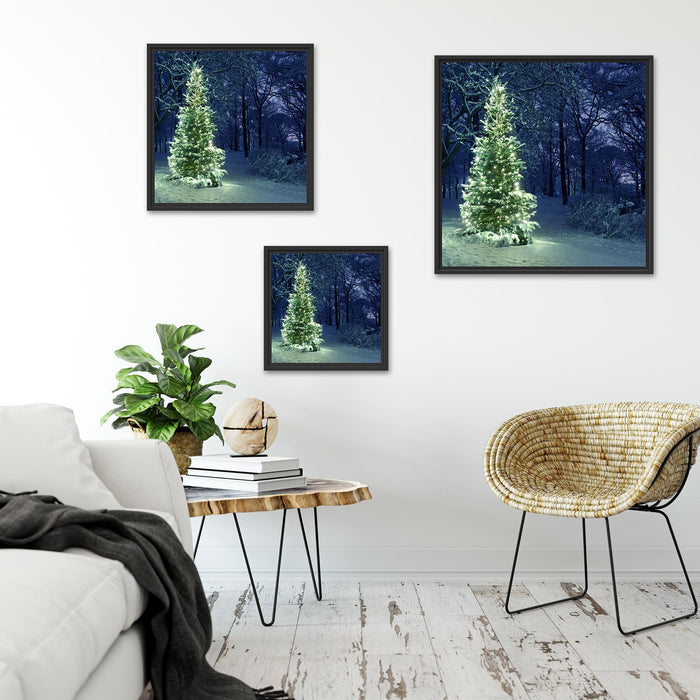 Leuchtender Weihnachtsbaum Quadratisch Schattenfugenrahmen Wohnzimmer