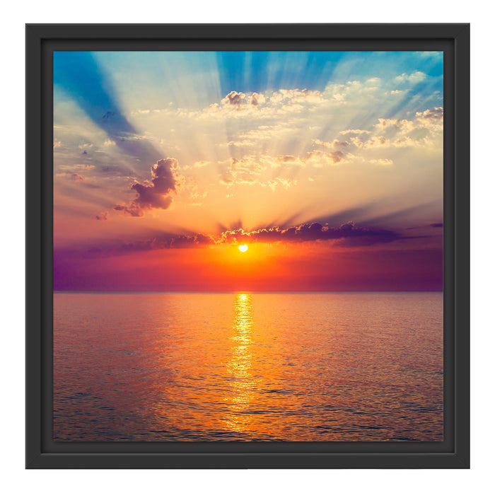 Meer im Sonnenaufgang Schattenfugenrahmen Quadratisch 40x40
