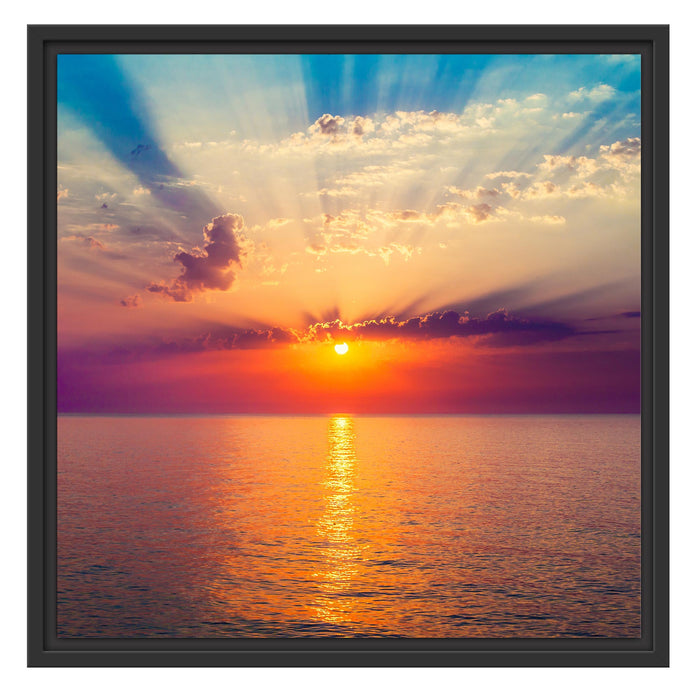 Meer im Sonnenaufgang Schattenfugenrahmen Quadratisch 55x55