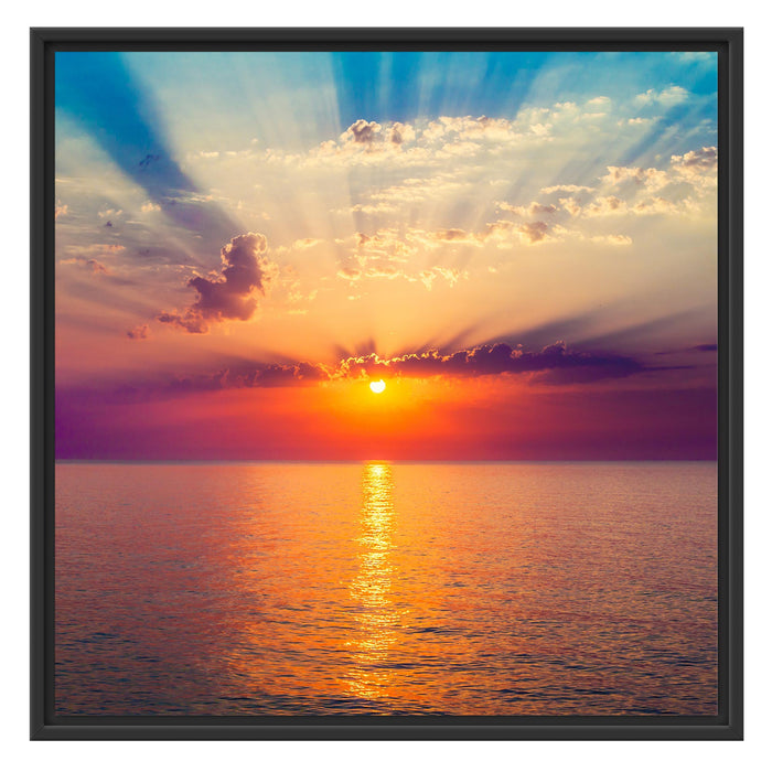 Meer im Sonnenaufgang Schattenfugenrahmen Quadratisch 70x70