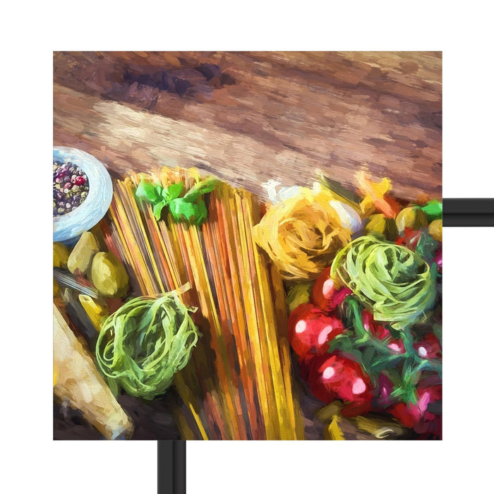 Pasta mit Gewürzen Schattenfugenrahmen Quadratisch 40x40