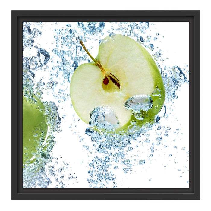 Frische Apfelscheiben im Wasser Schattenfugenrahmen Quadratisch 40x40