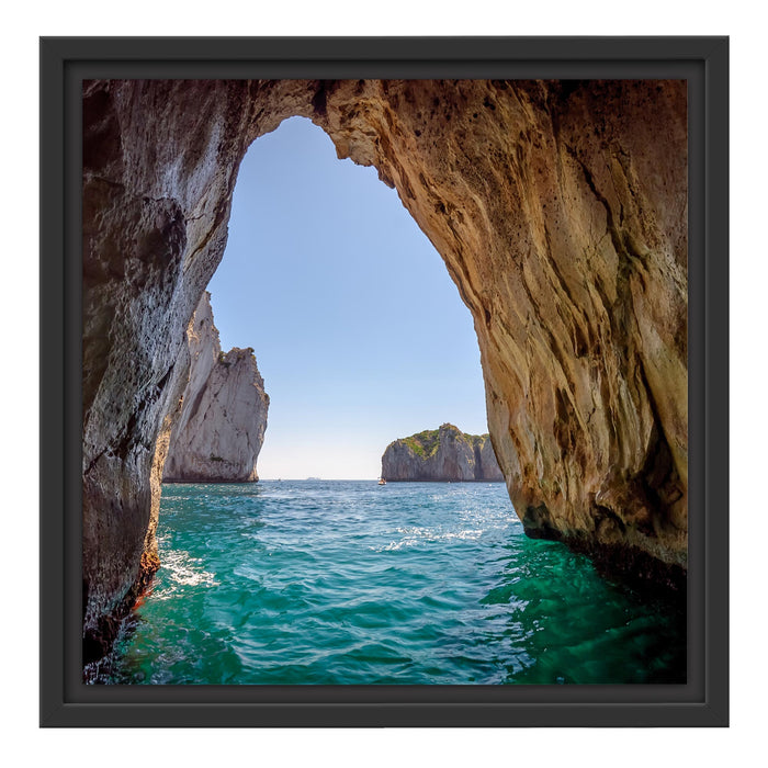 Felstor im Meer Schattenfugenrahmen Quadratisch 40x40