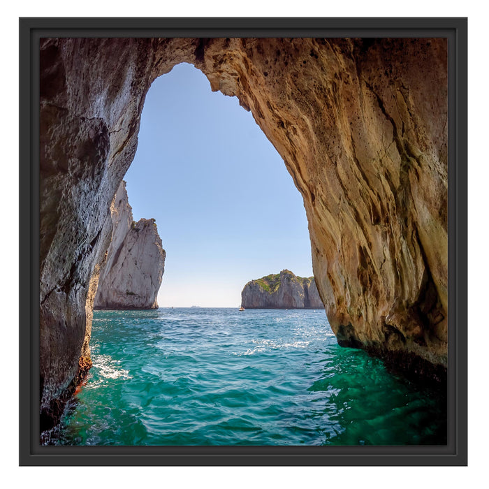 Felstor im Meer Schattenfugenrahmen Quadratisch 55x55