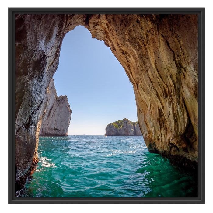 Felstor im Meer Schattenfugenrahmen Quadratisch 70x70