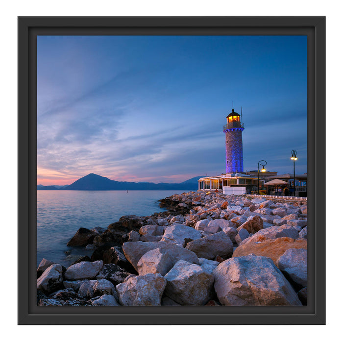 Leuchtturm bei Ebbe Schattenfugenrahmen Quadratisch 40x40