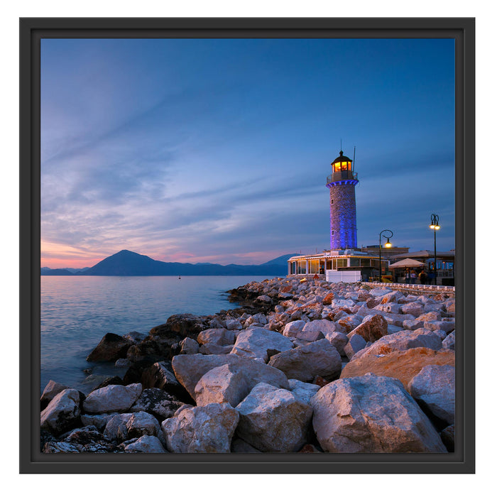 Leuchtturm bei Ebbe Schattenfugenrahmen Quadratisch 55x55