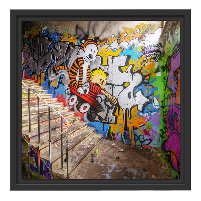 Coloured Streetart Graffiti Schattenfugenrahmen Quadratisch 40x40