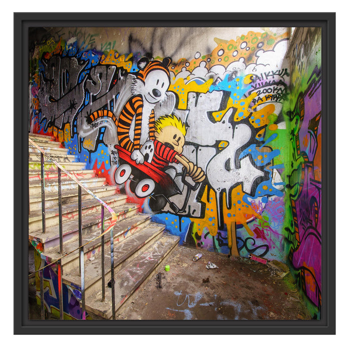 Coloured Streetart Graffiti Schattenfugenrahmen Quadratisch 55x55