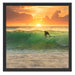 Surfen im Sonnenuntergang Schattenfugenrahmen Quadratisch 55x55