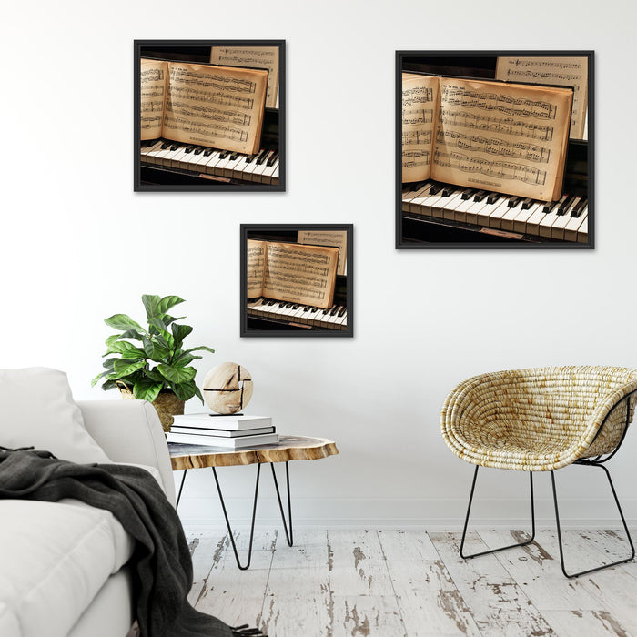 Klavier Noten Piano Quadratisch Schattenfugenrahmen Wohnzimmer