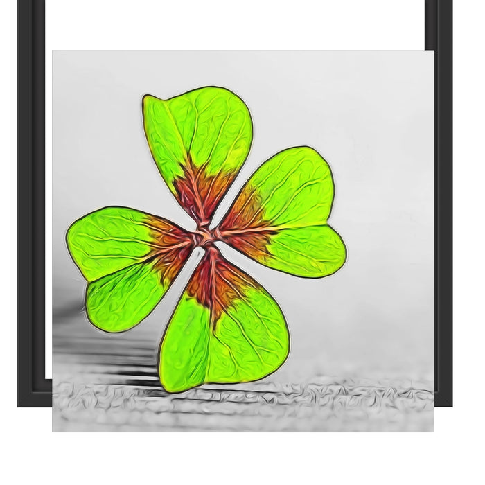 Einzelnes grünes Kleeblatt Schattenfugenrahmen Quadratisch 40x40