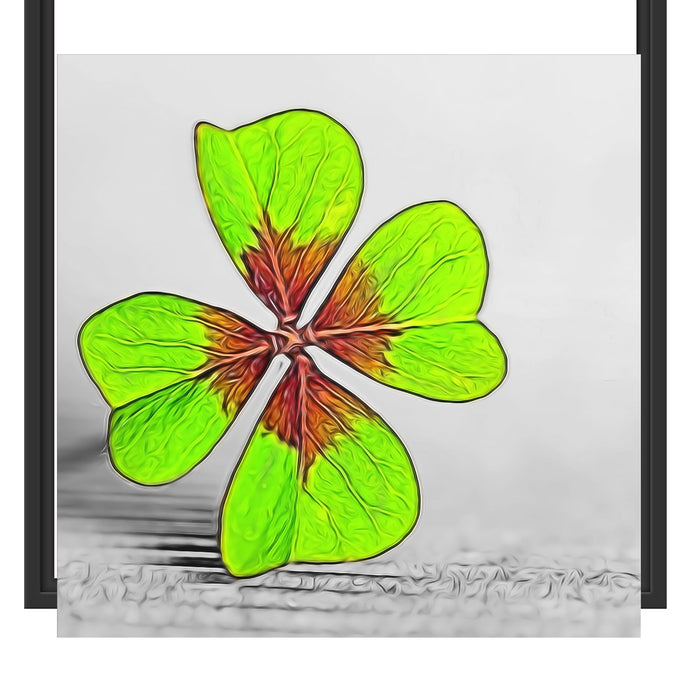 Einzelnes grünes Kleeblatt Schattenfugenrahmen Quadratisch 55x55