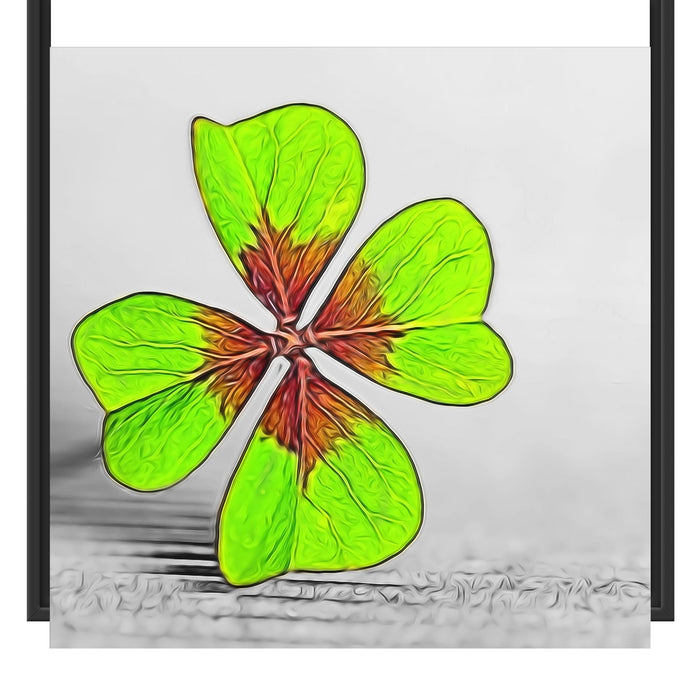 Einzelnes grünes Kleeblatt Schattenfugenrahmen Quadratisch 70x70