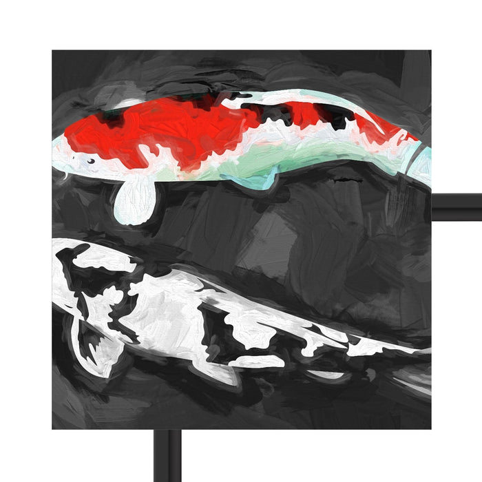 Gezeichnete Koi Karpfen Schattenfugenrahmen Quadratisch 40x40