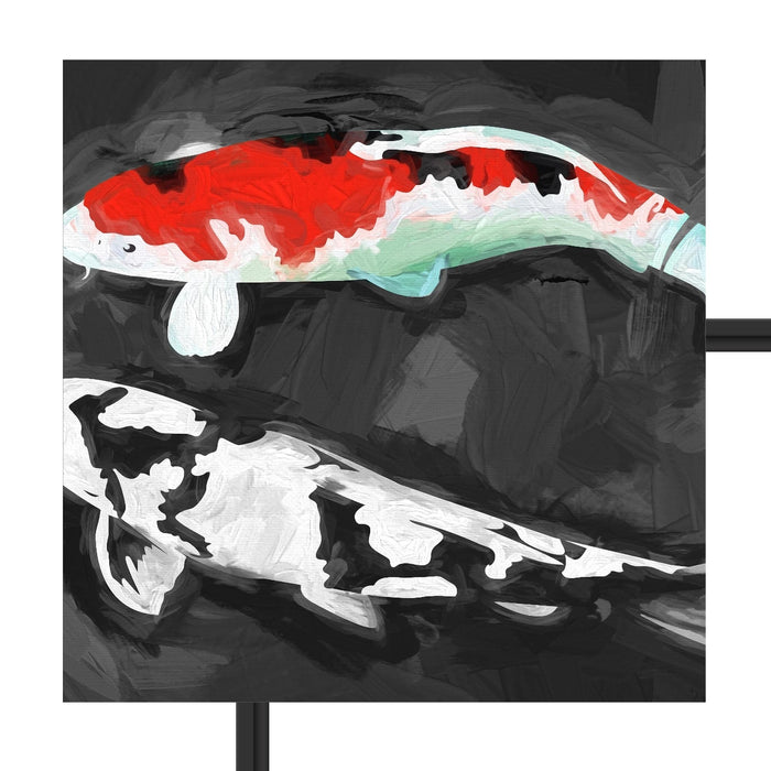 Gezeichnete Koi Karpfen Schattenfugenrahmen Quadratisch 55x55