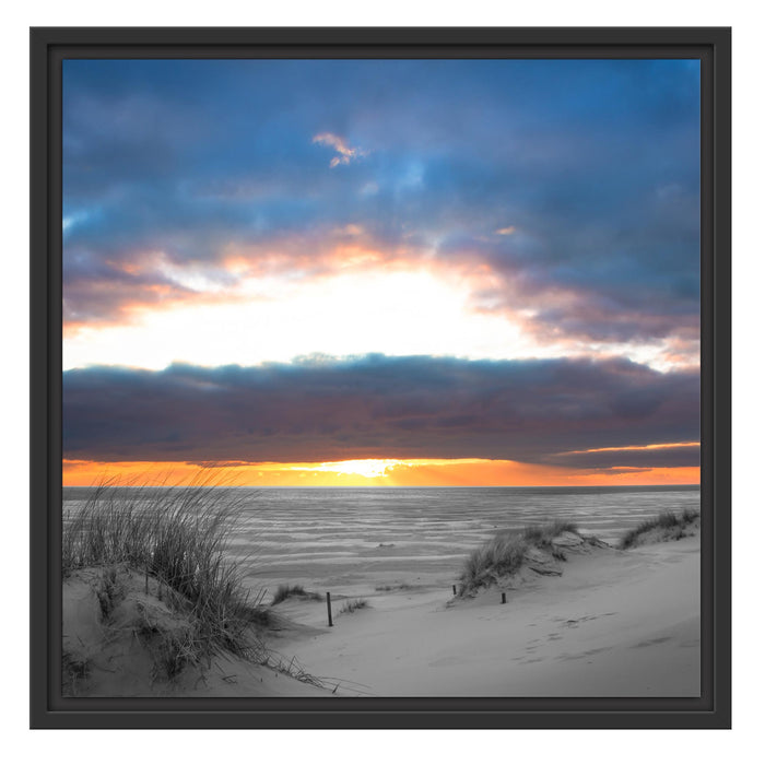 Nordseeküste bei Sonnenaufgang Schattenfugenrahmen Quadratisch 55x55