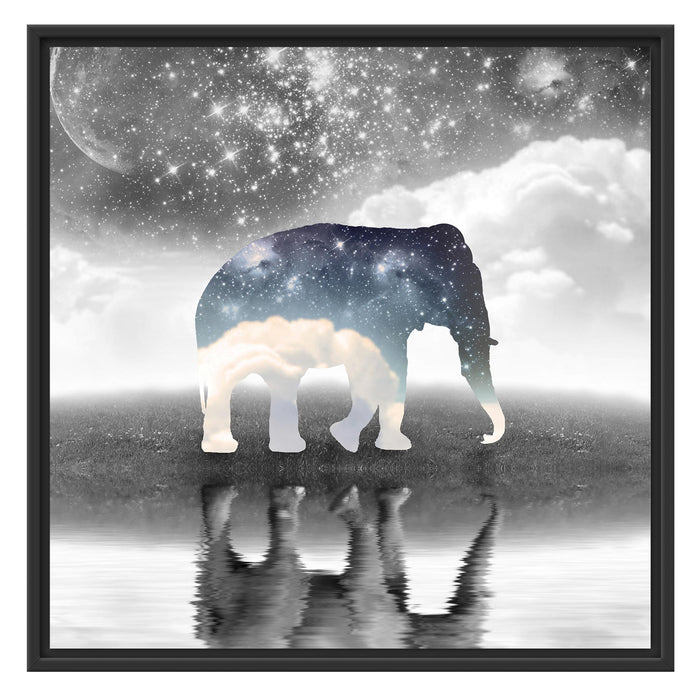 Einsamer Elefant Schattenfugenrahmen Quadratisch 70x70