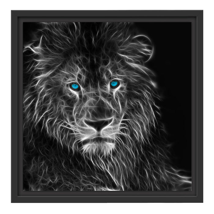 Dark Abstrakter Löwe Schattenfugenrahmen Quadratisch 40x40