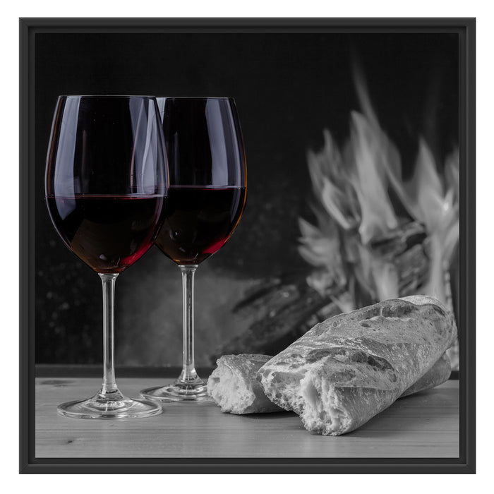 Wein Picknick Schattenfugenrahmen Quadratisch 70x70