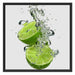 Leckere grüne Limetten im Wasser Schattenfugenrahmen Quadratisch 70x70