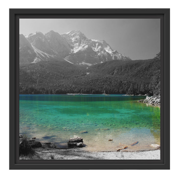 Eibsee vor der Zugspitze Schattenfugenrahmen Quadratisch 40x40