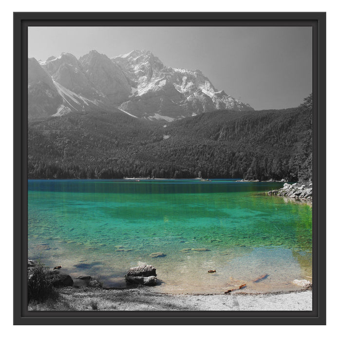 Eibsee vor der Zugspitze Schattenfugenrahmen Quadratisch 55x55