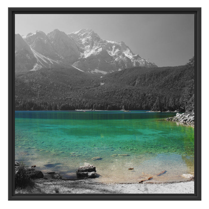 Eibsee vor der Zugspitze Schattenfugenrahmen Quadratisch 70x70