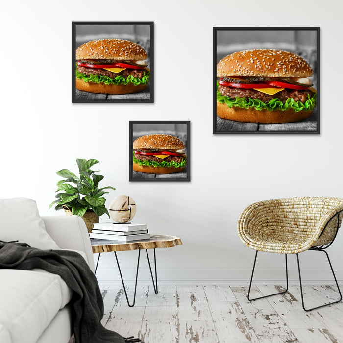 appetitlicher Cheeseburger Quadratisch Schattenfugenrahmen Wohnzimmer