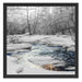 wunderschöner Bach im Winter Schattenfugenrahmen Quadratisch 55x55
