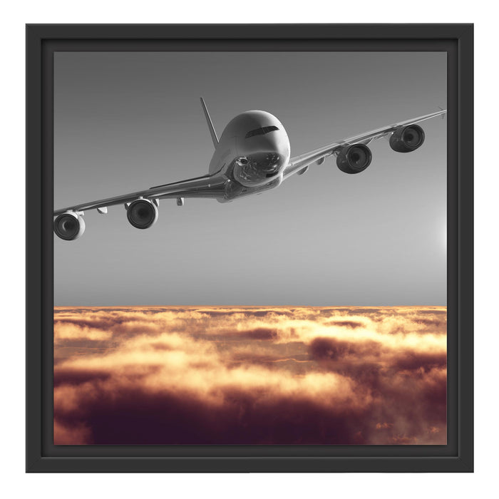 Flugzeug über Wolkenmeer Schattenfugenrahmen Quadratisch 40x40