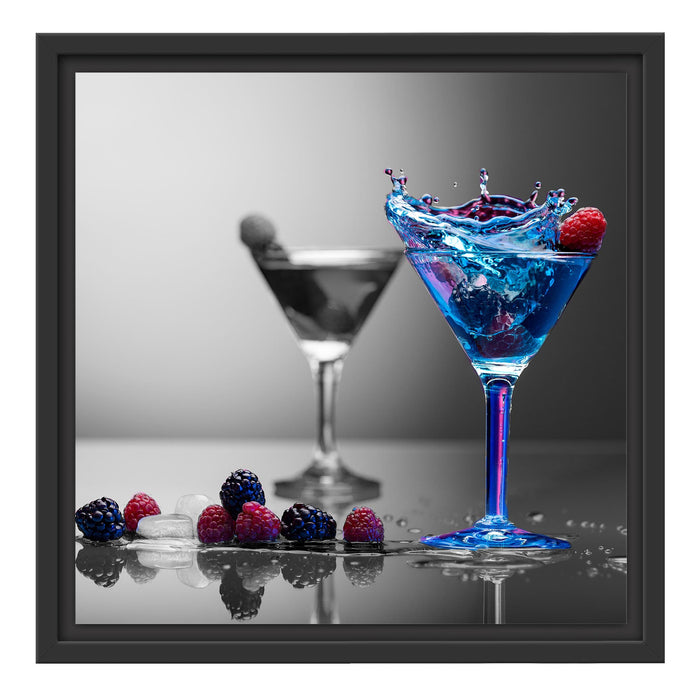 Blauer leckerer Cocktail Schattenfugenrahmen Quadratisch 40x40