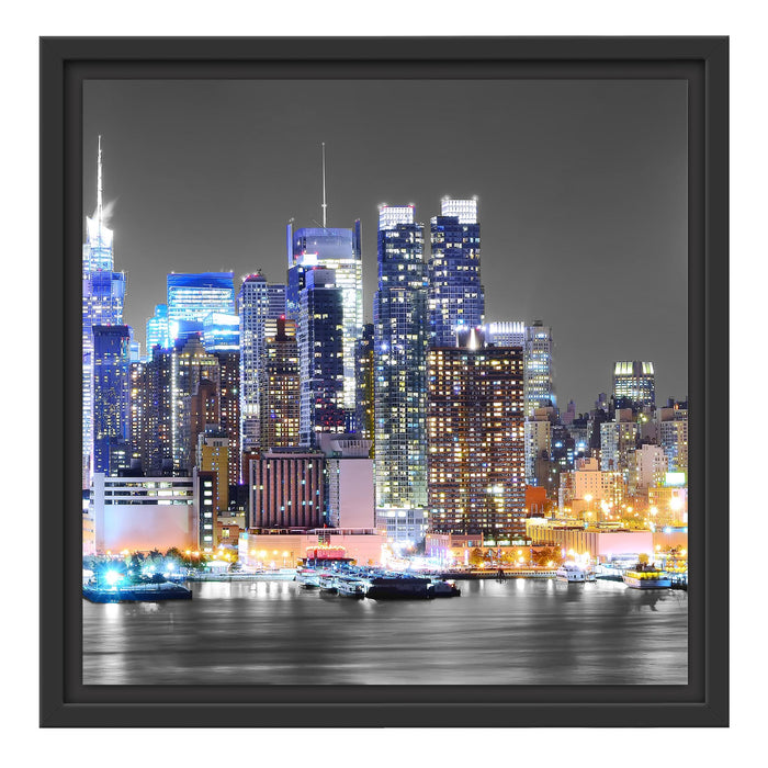 New York Skyline Schattenfugenrahmen Quadratisch 40x40