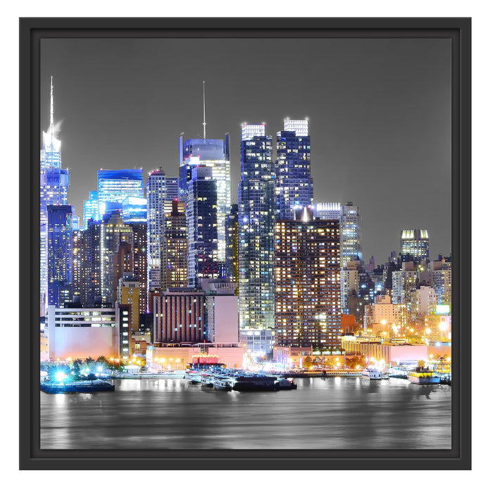 New York Skyline Schattenfugenrahmen Quadratisch 55x55