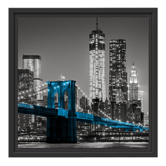 Brooklyn Bridge mit Wolkenkratzern Schattenfugenrahmen Quadratisch 40x40